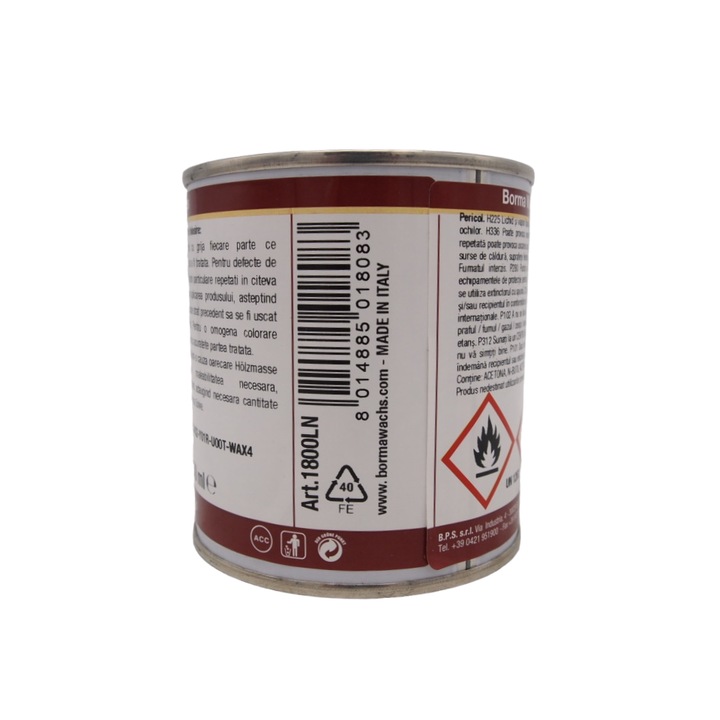 Chit cu uscare rapida pe baza de solvent, Borma Wachs, Holzmasse, 250 ml, monocomponent, culoare Lemn Natural