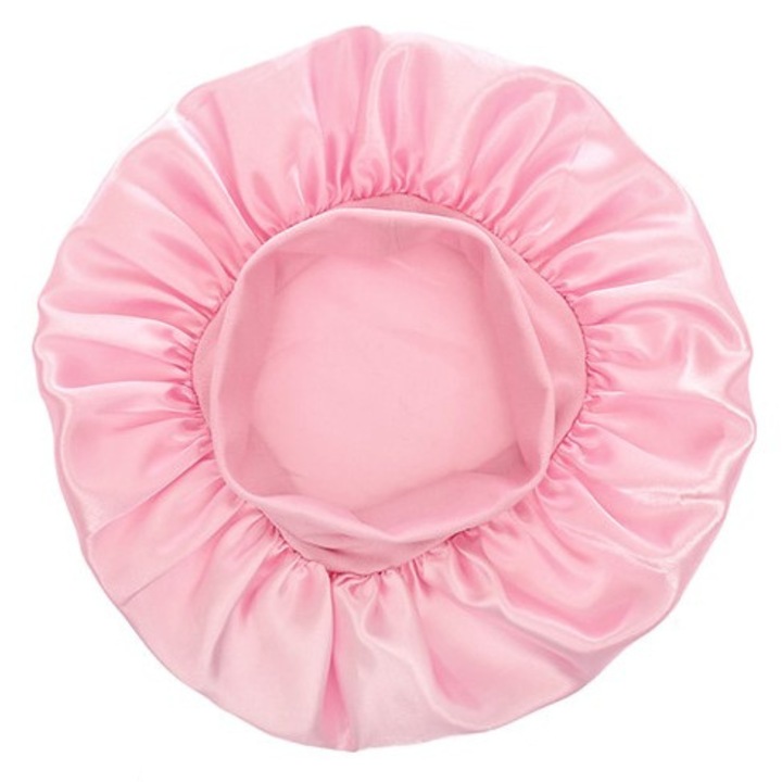 Boneta din Satin pentru dormit, cu Banda Elastica pentru o buna fixare, Culoare Roz