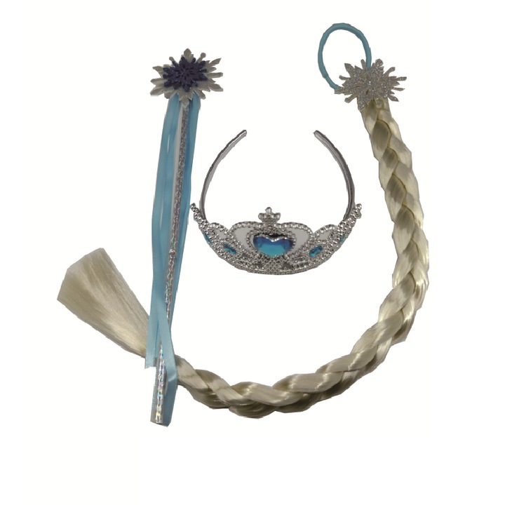 Korona típusú zsinórkészlet, pálca és fonott farok, fehér-kék