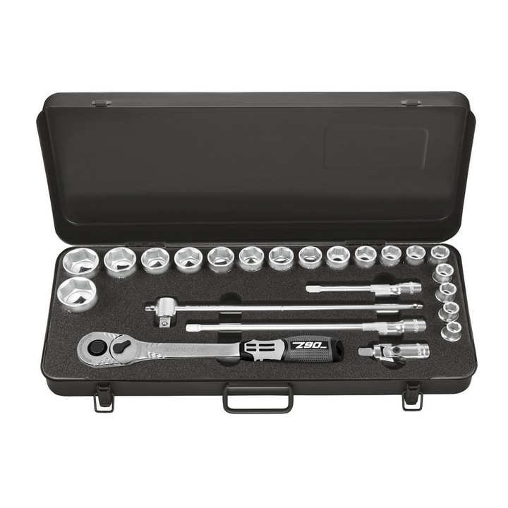 Trusa chei tubulare, MATADOR, din crom vanadiu, cutie de tabla de otel inclusa, 23 piese, 125-250 mm