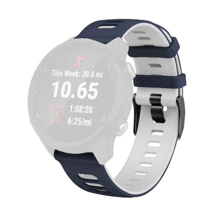 Szilikon szíj DOUBLE Quick Release, sima, kompatibilis a Classic Samsung Active / Active 2 / Galaxy Watch / Huawei Watch GT2 42mm / GTS3 / GTS4 / Amazfit BIP GTS / GTR gts mini készülékkel, szélesség 20 mm, kék / fehér