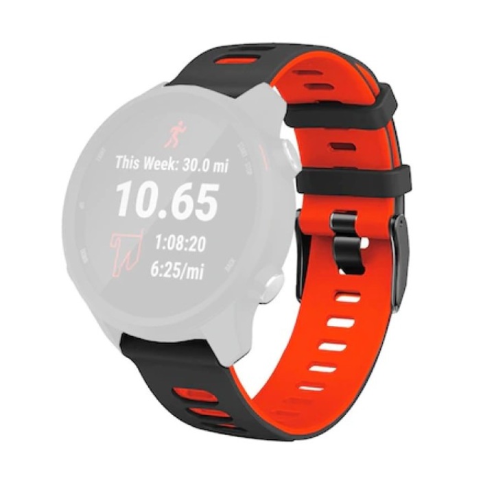 Szilikon szíj DOUBLE Quick Release, sima, kompatibilis a klasszikus Samsung Active / Active 2 / Galaxy Watch / Huawei Watch GT2 42mm / GTS3 / GTS4 / Amazfit BIP GTS / GTR gts mini készülékekkel, szélesség 20 mm, fekete / piros