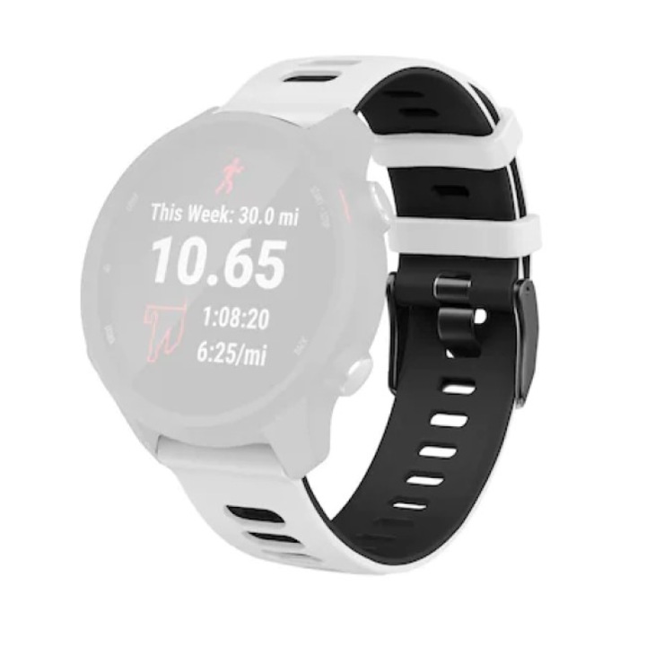 Szilikon szíj DOUBLE Quick Release, Sima, kompatibilis a Classic Samsung Active / Active 2 / Galaxy Watch / Huawei Watch GT2 42mm / GTS3 / GTS4 / Amazfit BIP GTS / GTR gts mini, szélesség 20 mm, fehér / fekete