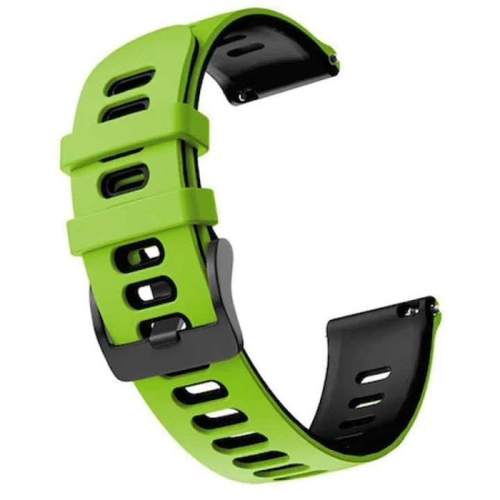 Szilikon szíj DOUBLE Quick Release, Sima, kompatibilis a Classic Samsung Active / Active 2 / Galaxy Watch / Huawei Watch GT2 42mm / GTS3 / GTS4 / Amazfit BIP GTS / GTR gts mini, szélesség 20 mm, neon zöld / fekete