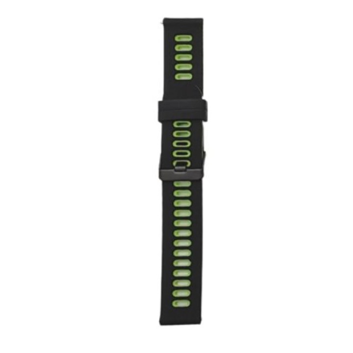 Szilikon szíj DOUBLE Quick Release, sima, kompatibilis a klasszikus Samsung Active / Active 2 / Galaxy Watch / Huawei Watch GT2 42mm / GTS3 / GTS4 / Amazfit BIP GTS / GTR gts mini készülékekkel, szélesség 20 mm, fekete / neonzöld