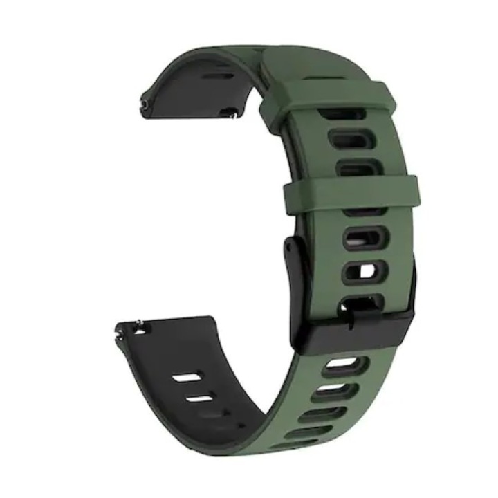 Szilikon szíj DOUBLE Quick Release, sima, kompatibilis a klasszikus Samsung Active / Active 2 / Galaxy Watch / Huawei Watch GT2 42mm / GTS3 / GTS4 / Amazfit BIP GTS / GTR gts mini készülékekkel, szélesség 20 mm, zöld / fekete