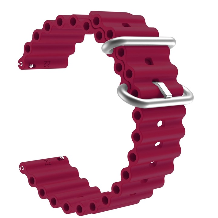 Szilikon szíj OCEAN Quick Release, sima, kompatibilis a Classic Samsung Active / Active 2 / Galaxy Watch / Huawei Watch GT2 42mm / GTS3 / GTS4 / Amazfit BIP GTS / GTR gts mini készülékkel, szélesség 20 mm, Bordeaux