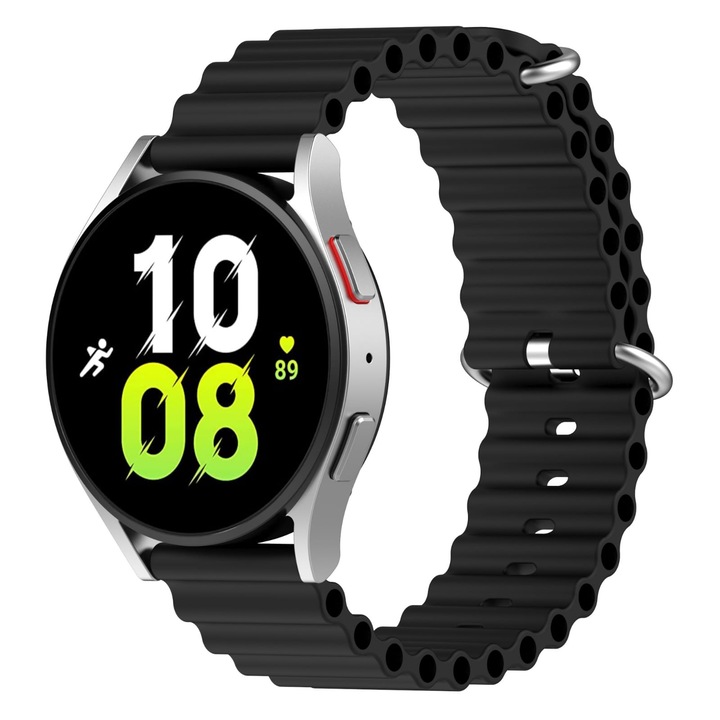 Szilikon szíj OCEAN Quick Release, sima, kompatibilis a Classic Samsung Active / Active 2 / Galaxy Watch / Huawei Watch GT2 42mm / GTS3 / GTS4 / Amazfit BIP GTS / GTR gts mini készülékkel, szélesség 20 mm, fekete