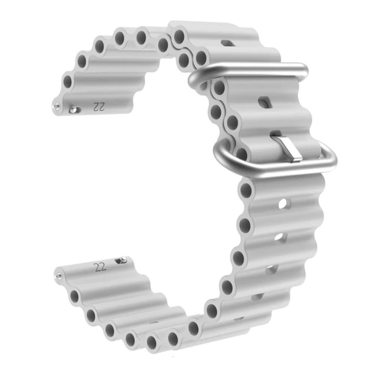 Szilikon szíj OCEAN Quick Release, sima, kompatibilis a Classic Samsung Active / Active 2 / Galaxy Watch / Huawei Watch GT2 42mm / GTS3 / GTS4 / Amazfit BIP GTS / GTR gts mini készülékekkel, szélesség 20 mm, szürke