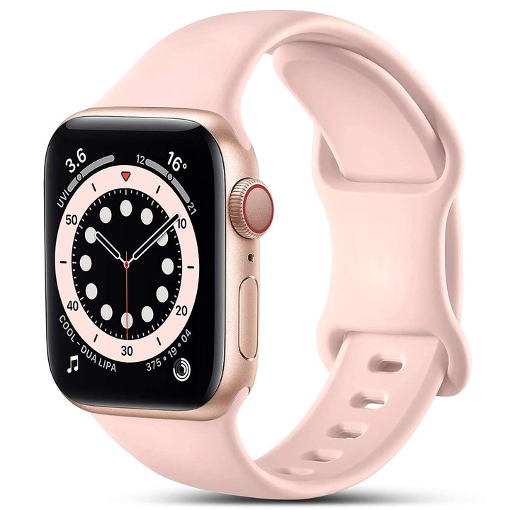 Curea silicon Hoco compatibila cu Apple Watch 1/2/3/4/5/6/SE/7/8, 42/44/45/49mm, Roz pudrat