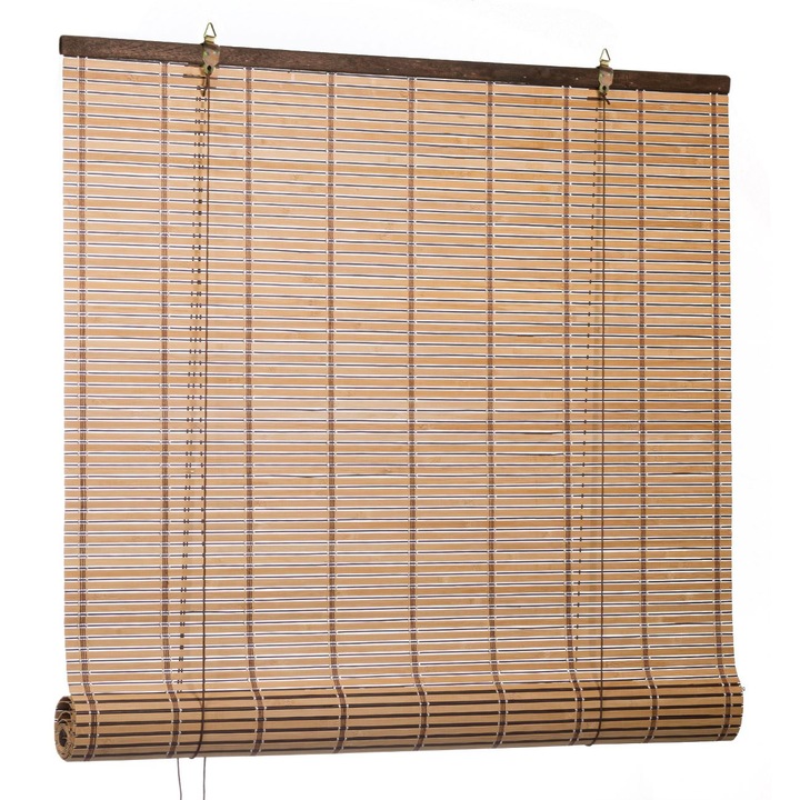 Jaluzele rulou, maro natural, bambus, semiopace, 90x180cm