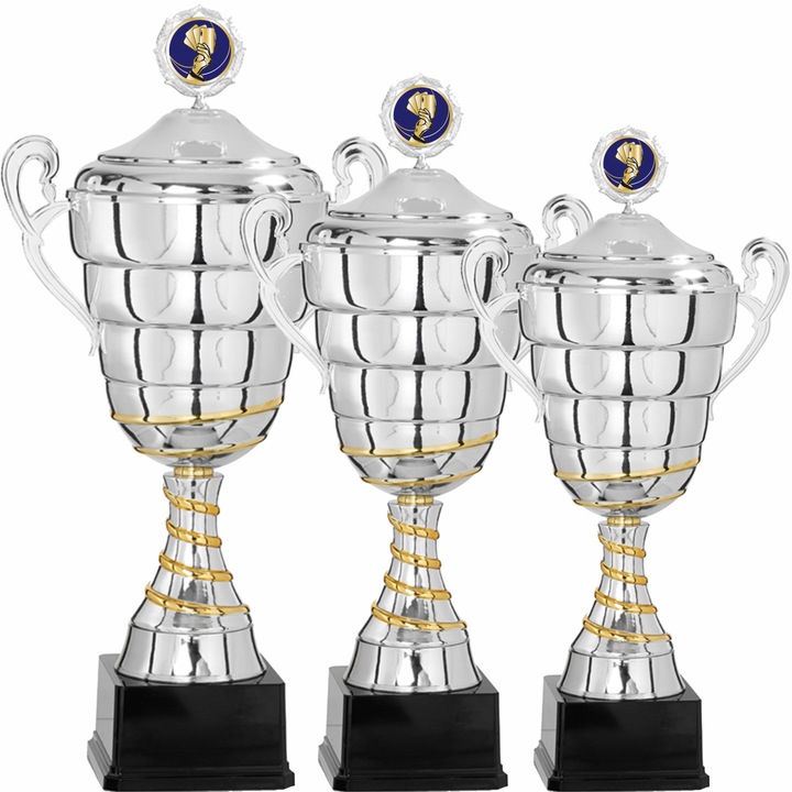 Set 3 Cupe Poker cu Capac, Metal, Plastic, 59, 53, 50 cm