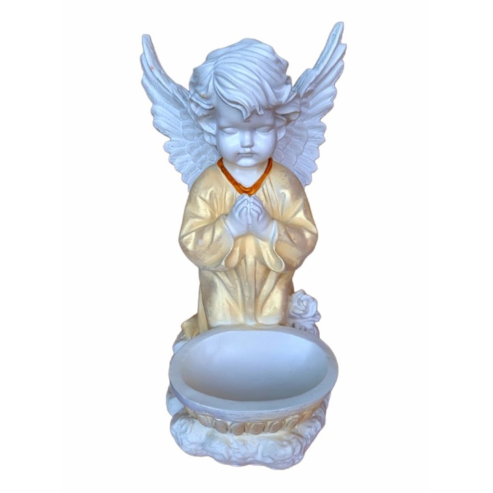 Dekoratív szobrocska, Angyal, arany, 35 cm, DVAN0028-11P