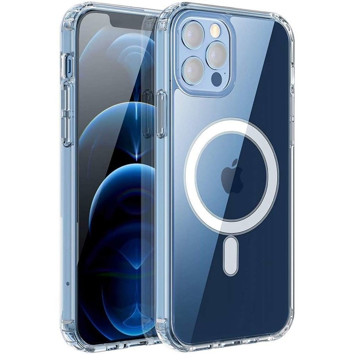 Husa protectie Flippy pentru iPhone 11 Mag Safe, 2 in 1 incarcare si magnet, Silicone, Transparenta