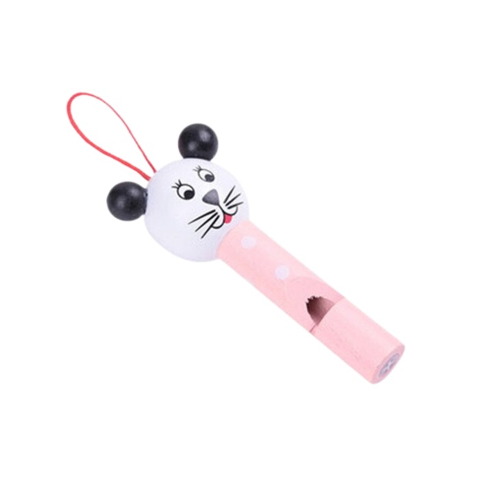 Fluier Ahelos, Lemn, Alb/Roz, 7 cm