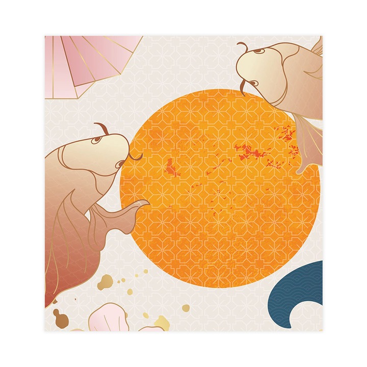 Öntapadó 3d tapéta, Mosható, Asiatic Fish And Waves, 255x240