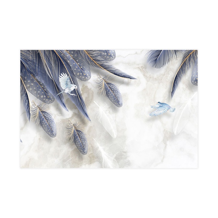 Öntapadó 3d tapéta, Mosható, Blue Feather, 200x300
