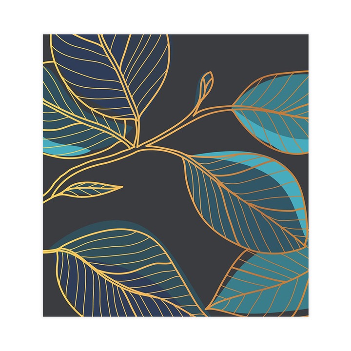 Öntapadó 3d tapéta, Mosható, Blue Shades Leaves, 255x240