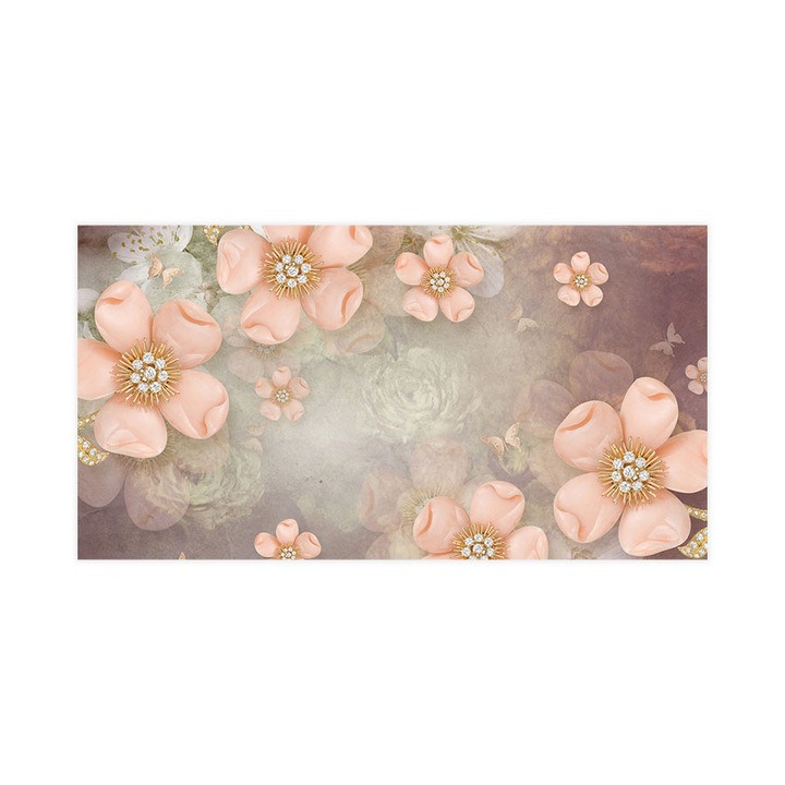 Öntapadó 3d tapéta, Mosható, Diamond Pink Flowers, 255x480