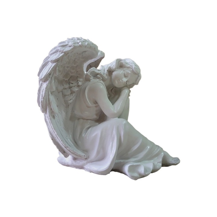 Dekoratív szobrocska, Angyal, Fehér, 25 cm, DVAN0736-8P