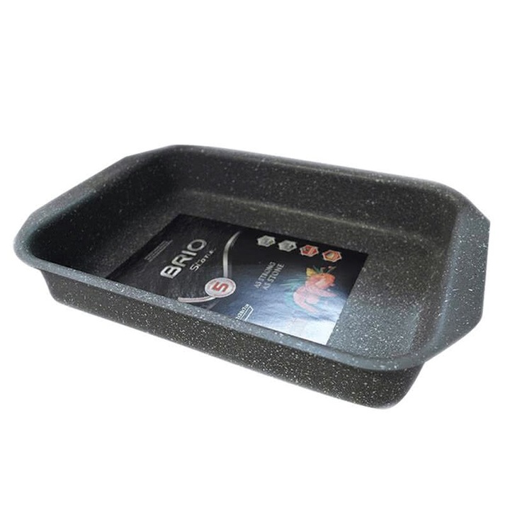 Téglalap alakú tálca, Brio Stone, Alumínium, 5 rétegű ásványi részecskék, 42x28x7,5 cm