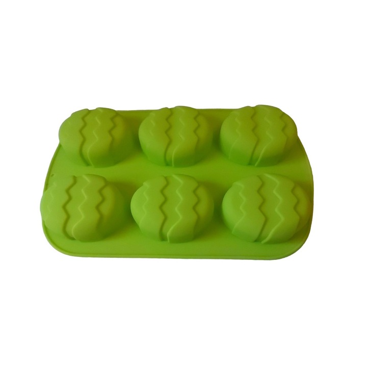 Силиконова форма с форма на яйце, за торти, зелена, с 6 кухини, 26 cm, 338COF