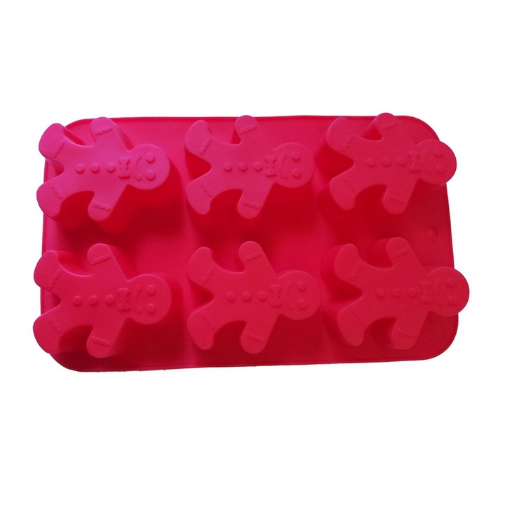 Forma silicon, Pentru turta dulce, 6 cavitati, Rosu, 25 cm, 349COF