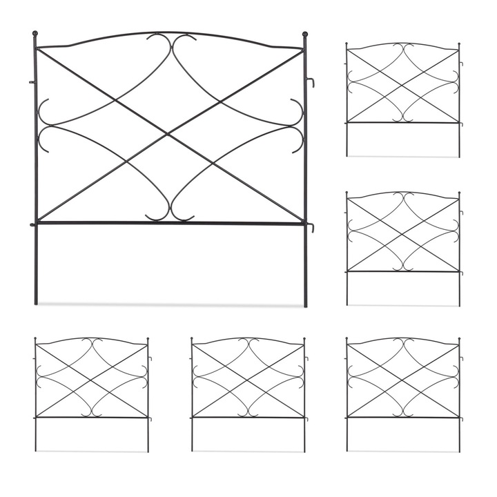 Пакет от 6 декоративни метални бордюрни огради за морава или цветя, 60 x 59,5 x 1 cm