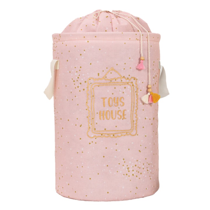 Кръгла кошница с капак и шнур за съхранение, 46 x 31 см