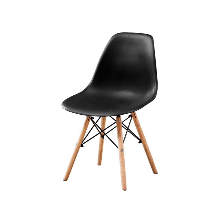 Skandináv stílusú szék, DSW, Viking, 46x52x81 cm, műanyag, fa, fekete