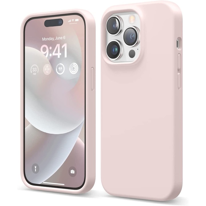 Husa Premium® Soft Silicone compatibila cu iPhone 15 Pro, Interior din Microfibra, Protectie la Camera Protectie sporita, Roz