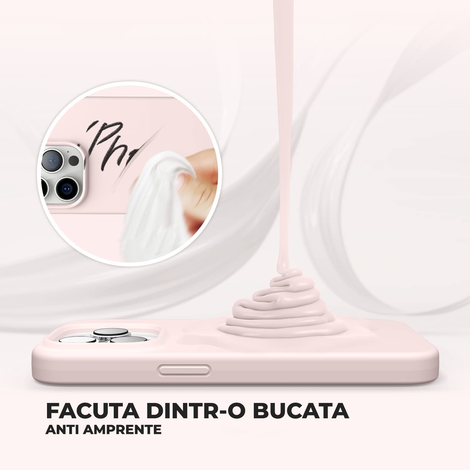 Husa Daden® Soft Silicone compatibila cu iPhone 14 Pro, Interior din Microfibra, Protectie sporita, Roz