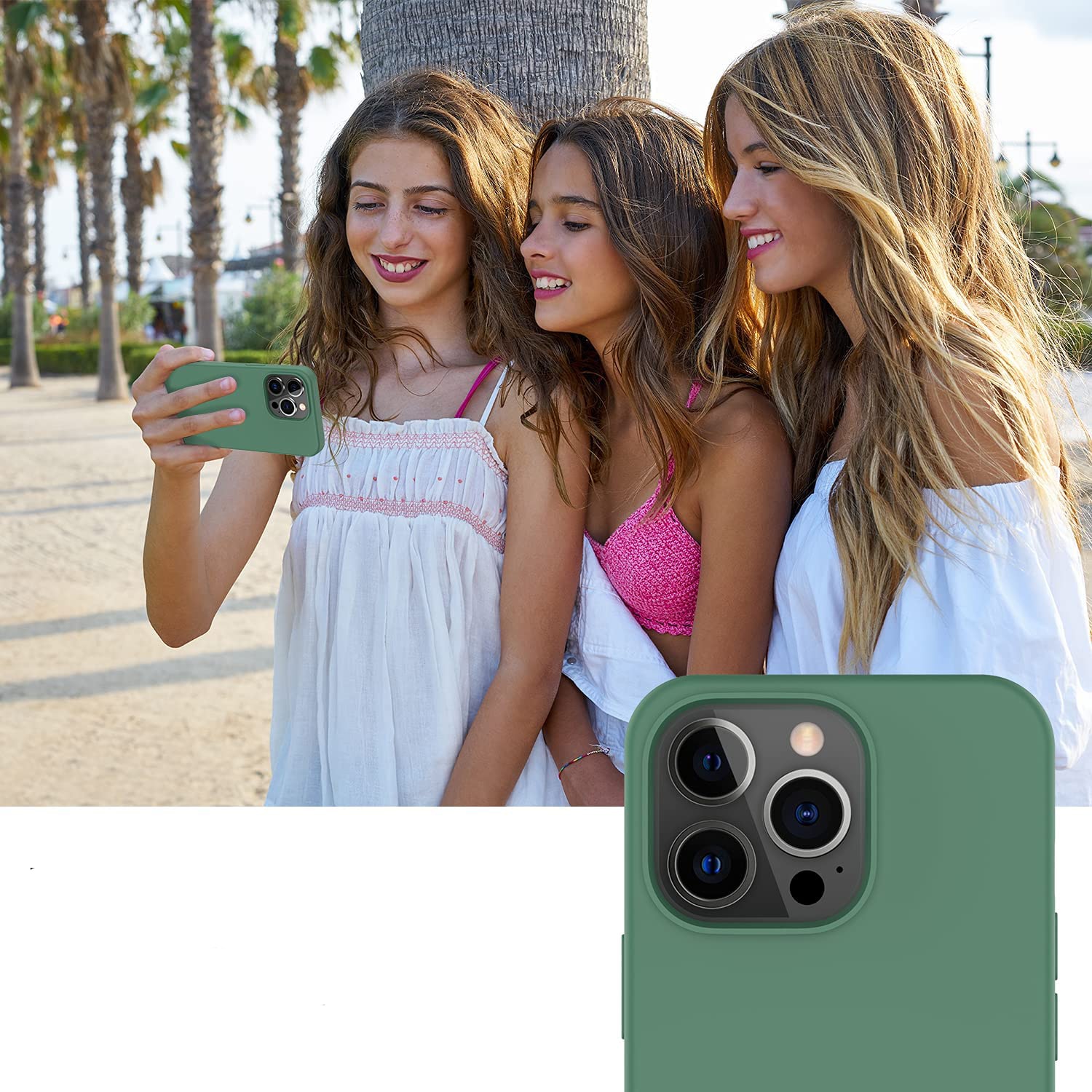 Husa Silicon pentru iPhone 15 Pro Max, Verde Inchis, Ultra Slim, Silicon, Calitate Premium, Interior din microfibra