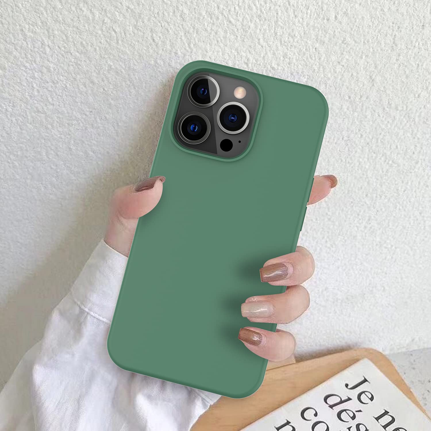 Husa Silicon pentru iPhone 15 Pro Max, Verde Inchis, Ultra Slim, Silicon, Calitate Premium, Interior din microfibra