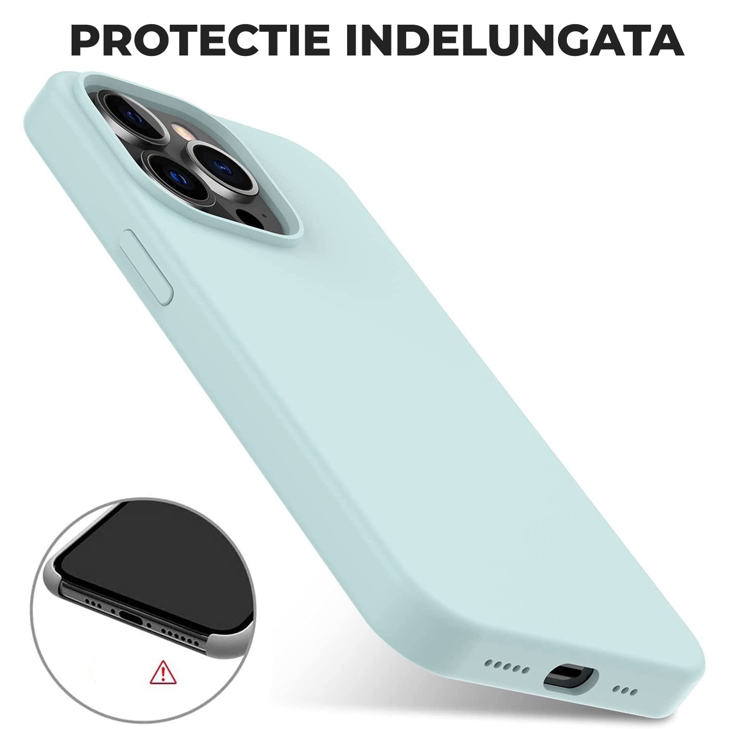 Husa Daden® Soft Silicone compatibila cu iPhone 14 Pro, Interior din Microfibra, Protectie sporita, Verde Menta