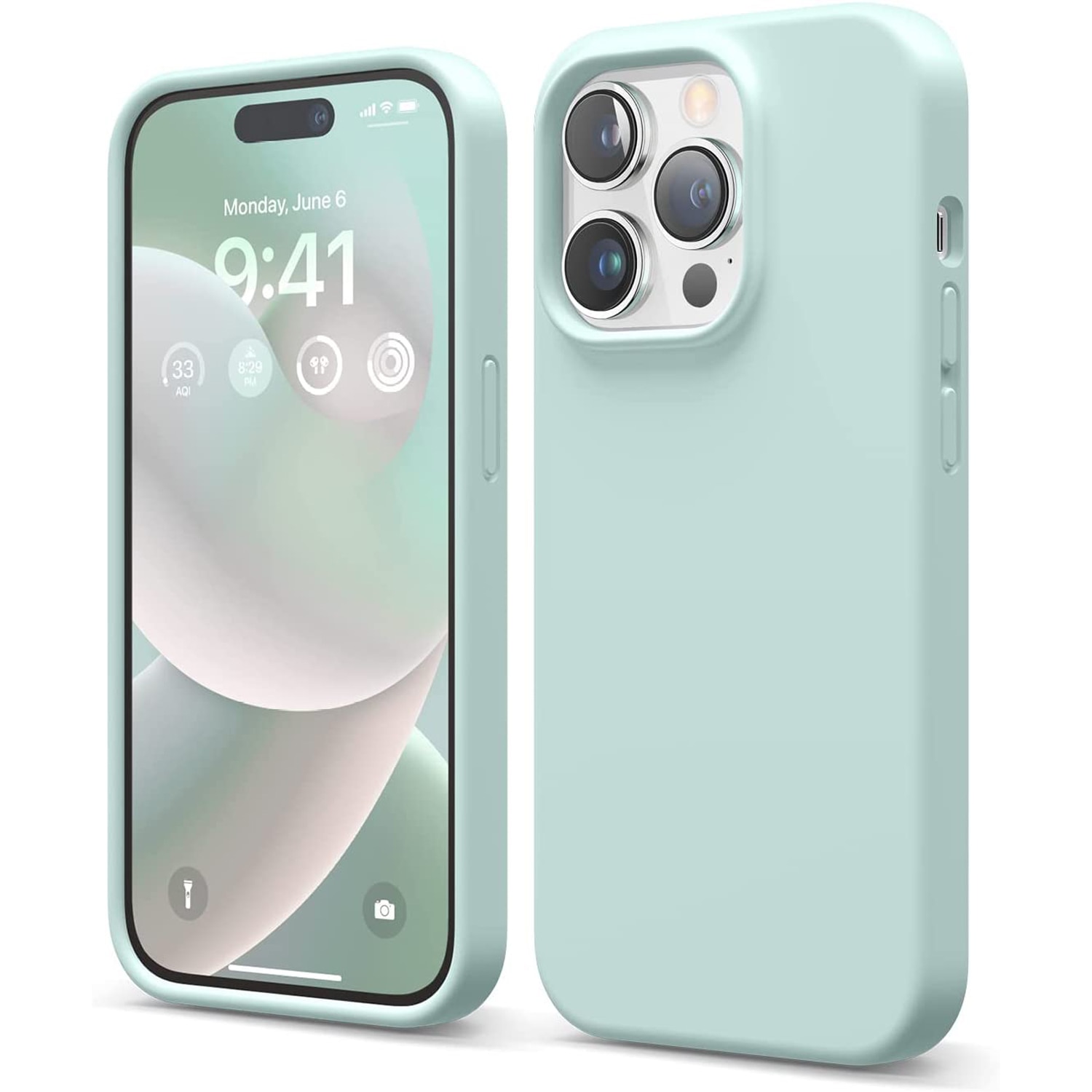Husa Daden® Soft Silicone compatibila cu iPhone 14 Pro, Interior din Microfibra, Protectie sporita, Verde Menta