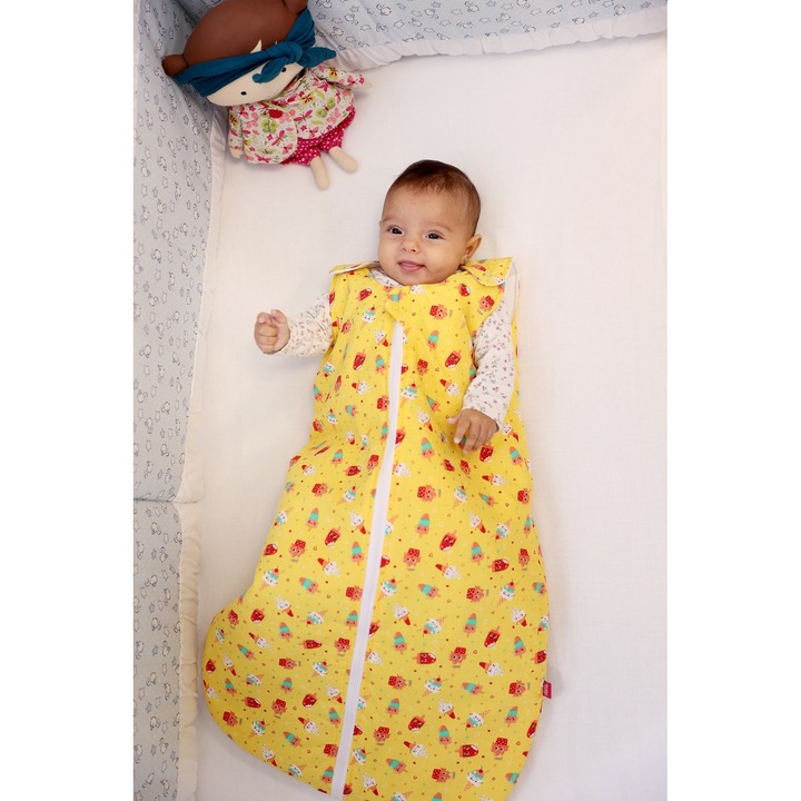 Sac de dormit copii, KidsDecor, Dream of Ice Cream, din bumbac, Lungime 60 cm, Grosime 0.5 tog - Vara