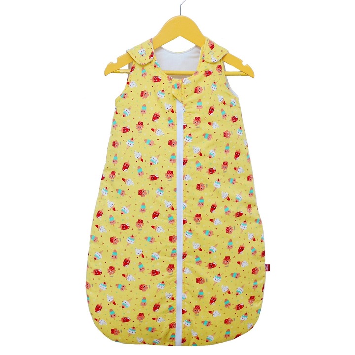 Sac de dormit copii, KidsDecor, Dream of Ice Cream, din bumbac, Lungime 70 cm, Grosime 2.5 tog - Iarna