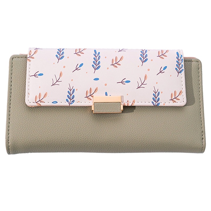 Дамски портфейл, Екологична кожа, 18.7x3.5x9.5см, Многоцветен