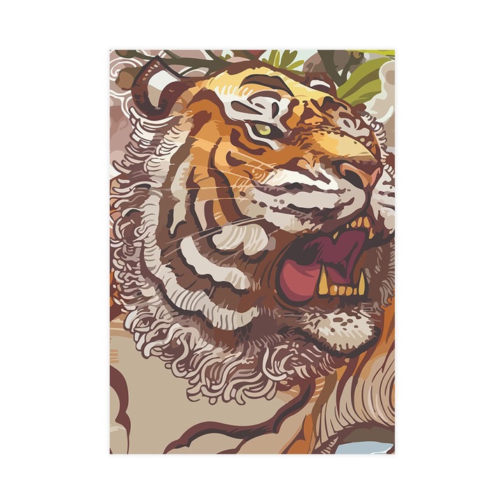 Öntapadó 3d tapéta, Mosható, Tiger And Butterfly, 255x180