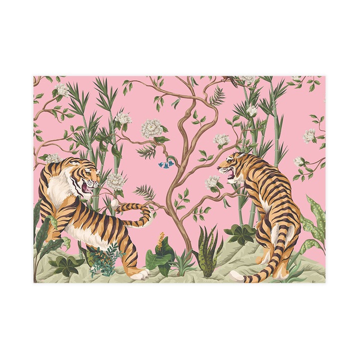 Öntapadó 3d tapéta, Mosható, Tigers In Chinoiserie Style, 255x360