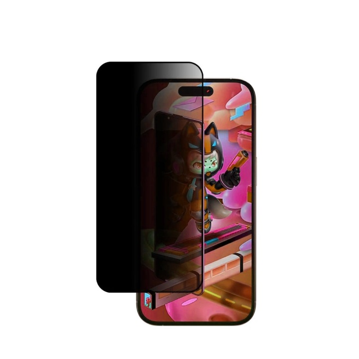 Folie protectie Privacy, compatibila iPhone 13, iPhone 13 Pro, Calitate profesionala ROHS, Full Cover Black