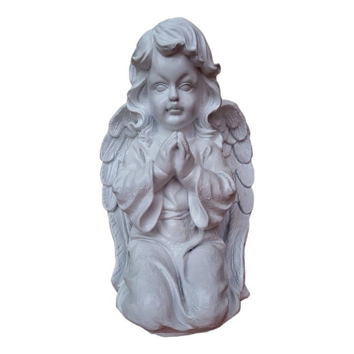 Dekoratív szobrocska, Angyal, Fehér, 33 cm, DVAN0704-8P