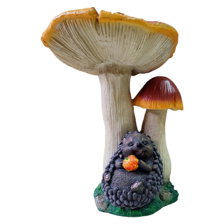 Statueta decorativa, Arici sub Ciuperca, Multicolor, 29 cm, DVF0305P