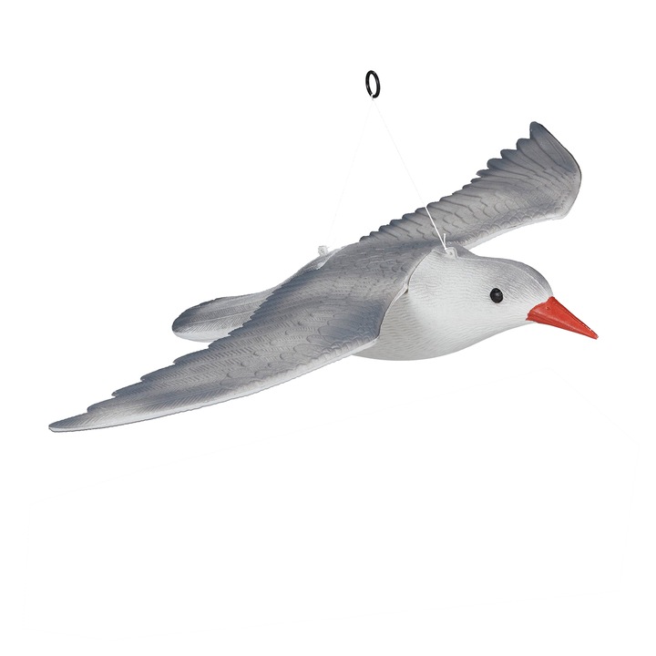 Pasare din plastic de agatat, Pescarus, Decor Gradina, 40x58 cm