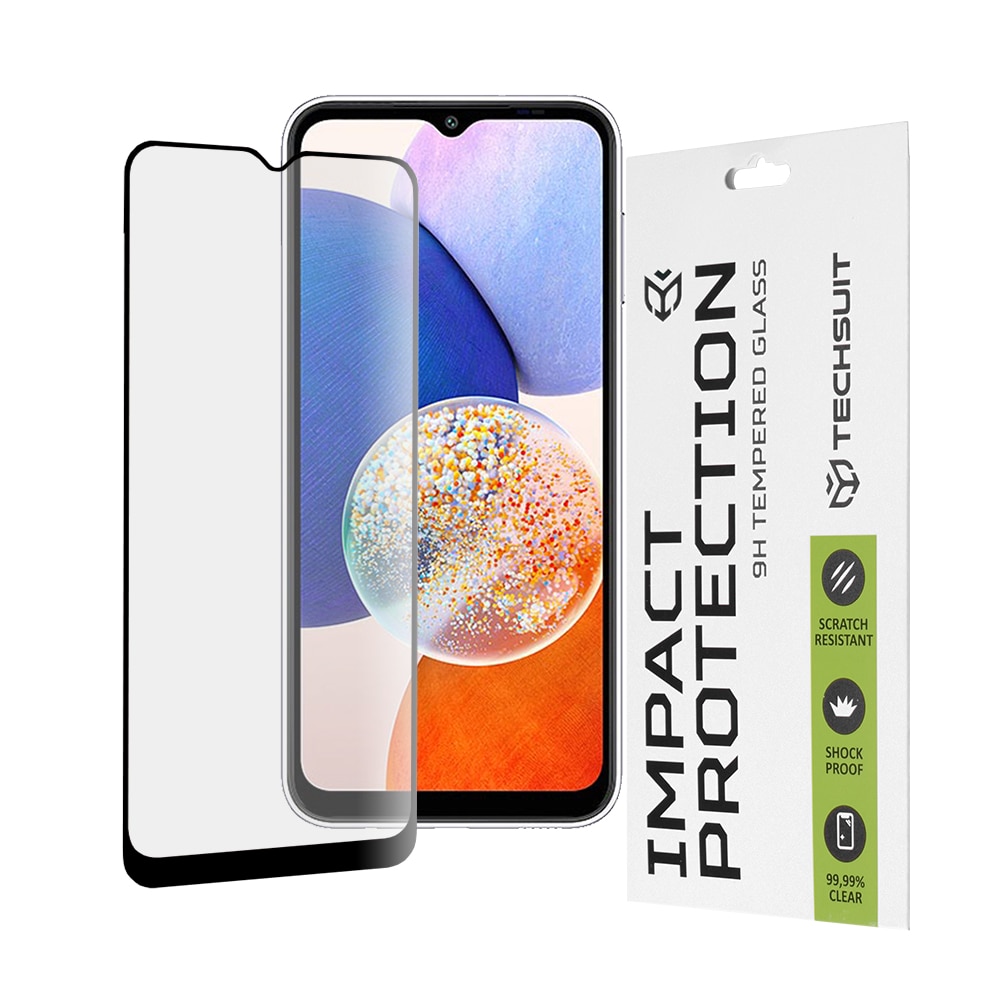 Folie pentru Samsung Galaxy A14 4G / A14 5G, Techsuit 111D Full Cover / Full Glue Glass, Black