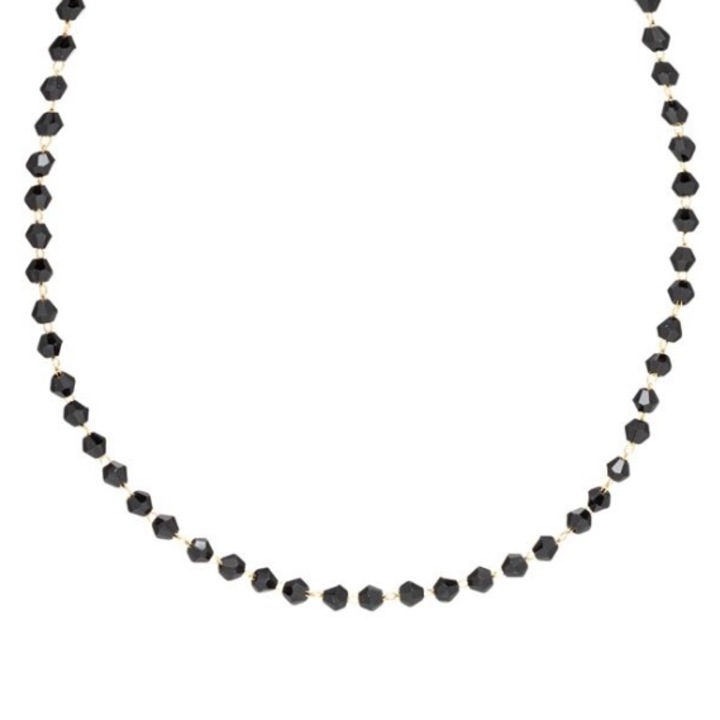 Colier pentru femei, auriu/negru, cu margele