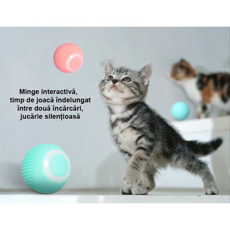 Интерактивна топка за котки, с батерия, син цвят - eMAG.bg