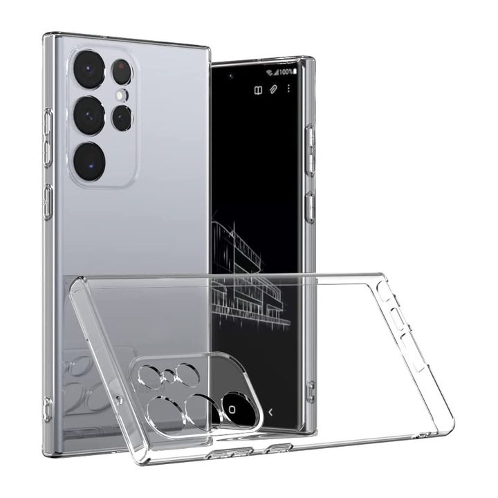 Предпазен калъф Daden® Transparent Clear Case за Samsung S23 Ultra, Защита на камерата, Удароустойчив, Прозрачен