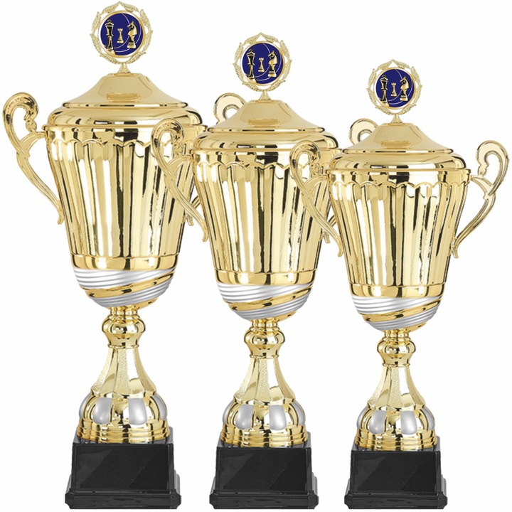 Set 3 Cupe Sah cu Capac, Metal, Plastic, 58 cm, 54 cm, 50 cm